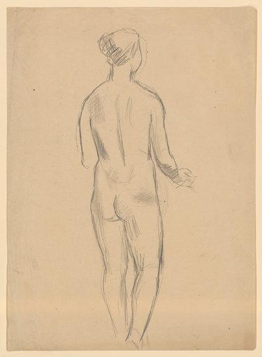 Female nude from the back with raised forearms