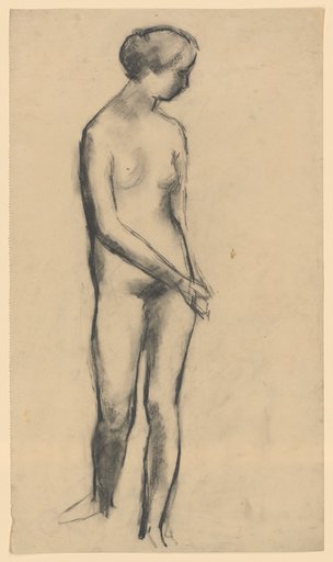 Female nude in a forward step, head in profile to the right
