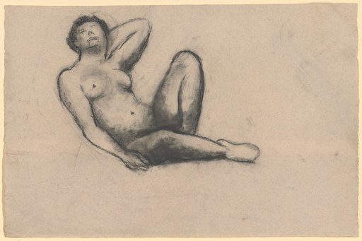 Reclining female nude with left leg raised