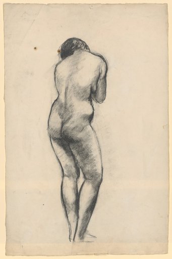 Female nude from the back with bent arms and lowered head