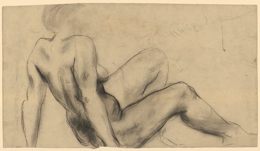 Seated female nude from the back facing right