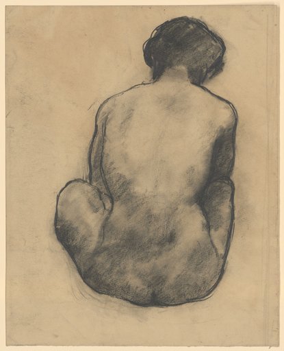 Seated female nude, back view