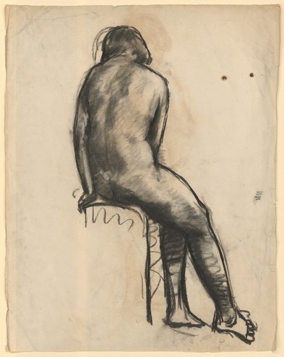 Seated female nude, back view