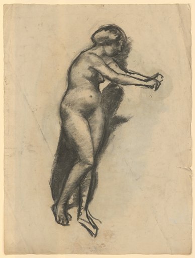 Standing female nude with arms extended