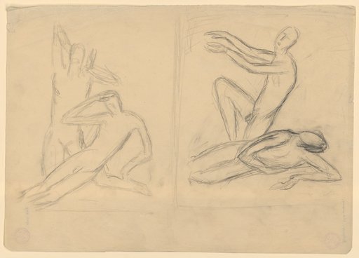 Two groups of male figures