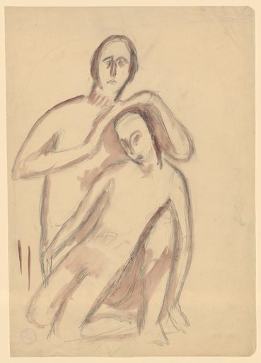 Kneeling pair of figures