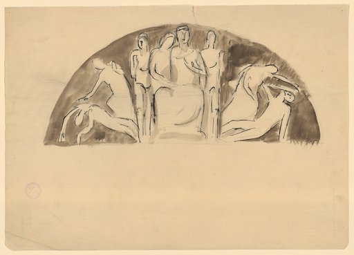 Lunette Composition with a Seated Female Figure