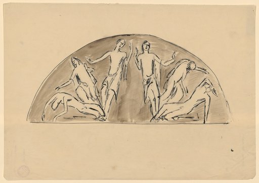 Lunette Composition with Six Symmetrically Arranged Figures