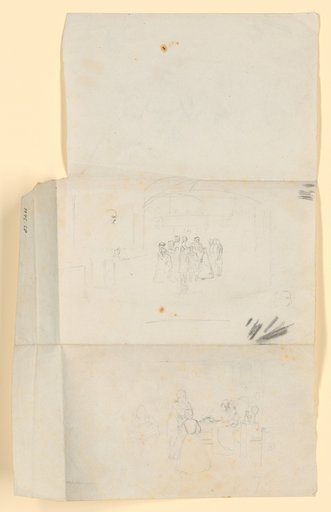 Three Christmas Scenes on a Folded Sheet