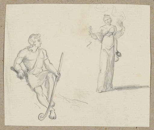 Shepherd and female figure with a water jug
