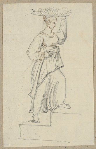 Woman with a Basket Climbing Stairs