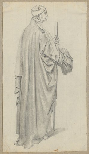 Man with Shoulder-Length Hair, Cap, and Cloak