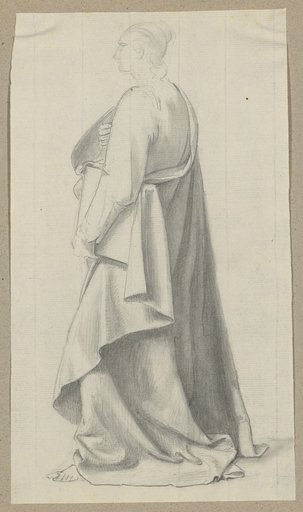 Striding Young Man in a Long Cloak with a Portfolio
