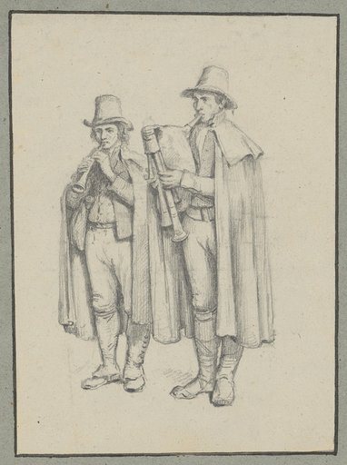 Two Neapolitan Shawm and Bagpipe Players