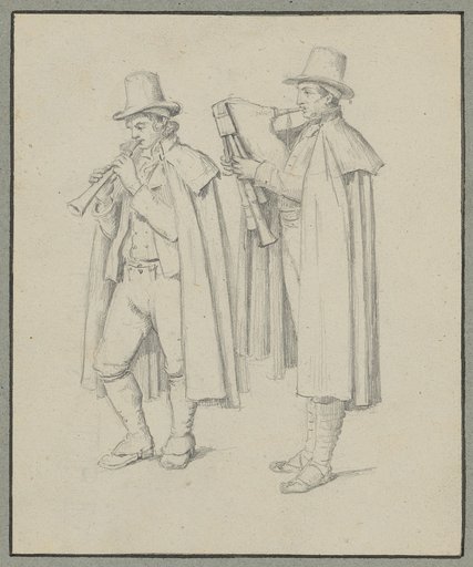 Two Neapolitan Shawm and Bagpipe Players