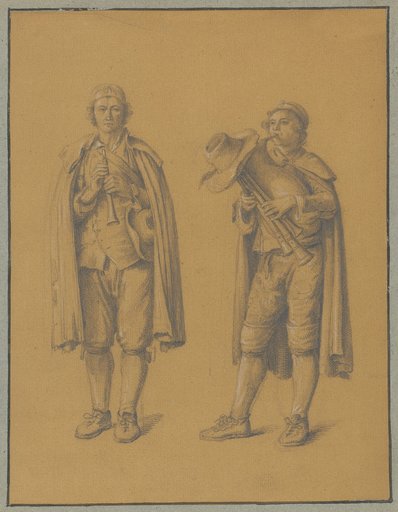 Two Neapolitan Shawm and Bagpipe Players