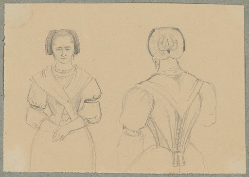 Girl in Traditional Costume in Front and Rear View