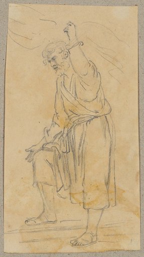 Bearded Man with Raised Left Hand