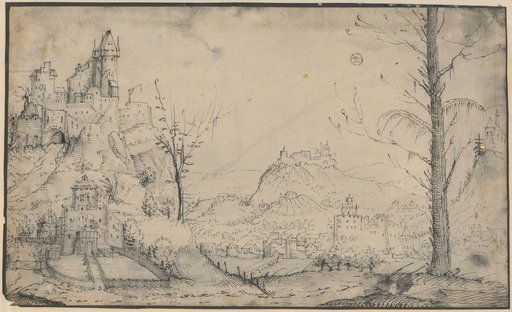 Landscape with a city and mountain castles