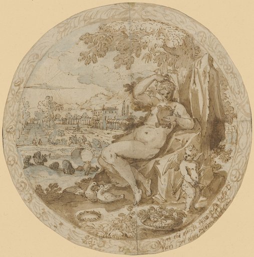 Venus and Amor in a Roundel