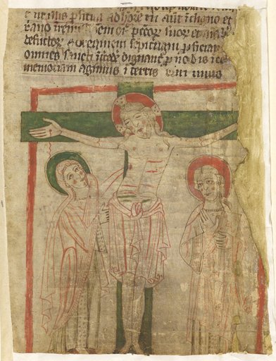 Christ on the Cross Between Mary and the Evangelist John. Fragment from a Missal