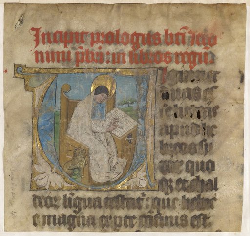 Saint Jerome. Initial U from a Bible