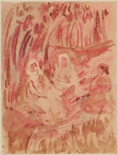 Three-Figure Group Under Trees with Two Arabs and a Zouave