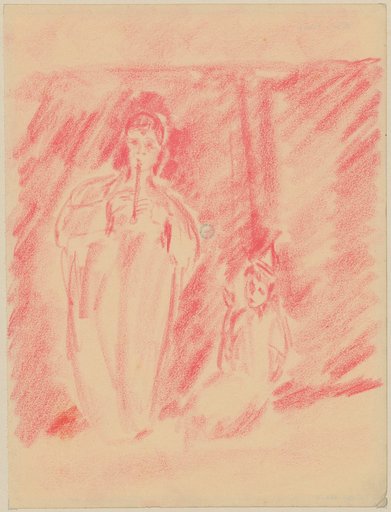Flute-Playing Figure, with a Seated Figure to the Right