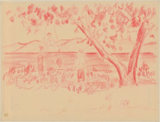 Shore Landscape on Mallorca with a Swinging Boy and Two Adults