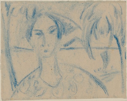 Bust of a Young Woman in Front of Palm Trees