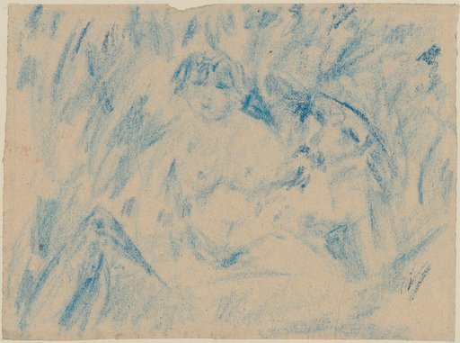 Seated Female Nude. To the Left, a Bird; to the Right, the Artist's Self-Portrait