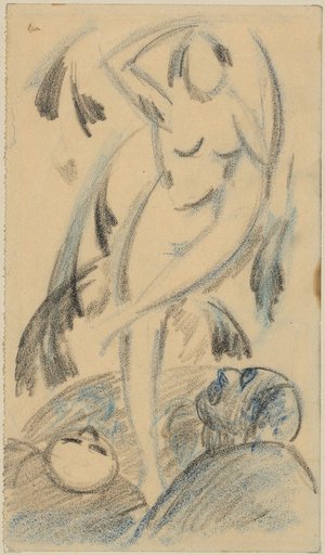 Naked Dancer Admired by Two Men