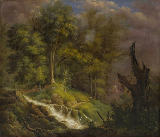 Forest Landscape with Waterfall