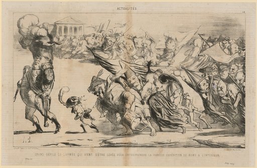 Grand parade of the army just raised to undertake the famous expedition...