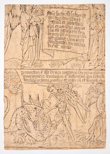 Top: Proclamation of the Kingdom of God (Rev 12,10) / Bottom: The Archangel Michael Fights the Dragon (Rev 12,9)