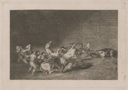 Two groups of picadors trampled in succession by a single bull