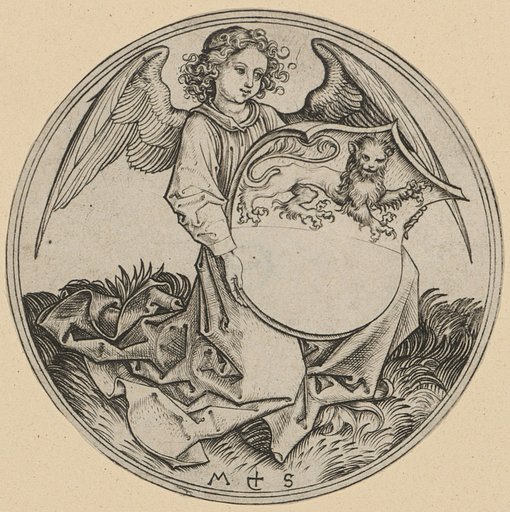 Coat of Arms with a Leopard, Held by an Angel