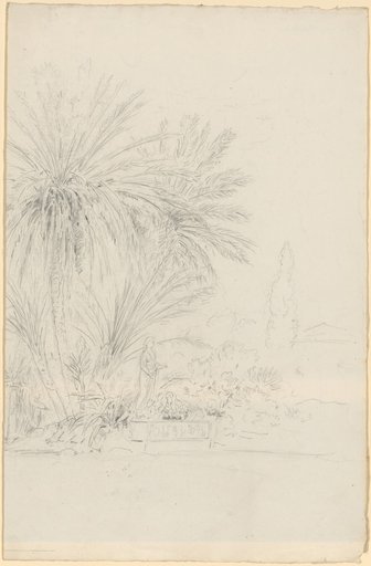 Italian Villa on a High Foundation in a Park with Agaves and Palms [Right Half]