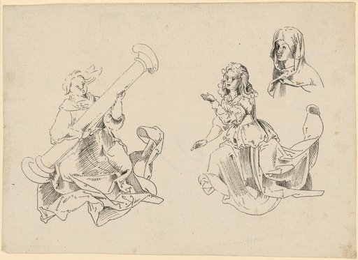 Two Angels, with a Madonna's Head in the Upper Right