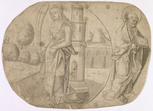 St. Barbara in a Landscape, with St. Peter on the Right
