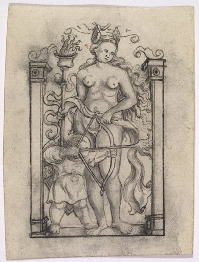 Allegorical Female Figure with Cupid Shooting an Arrow