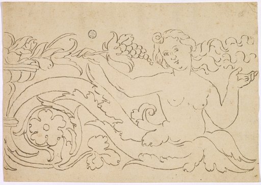 Ornamental Frieze with a Female Figure and Floral Spiral