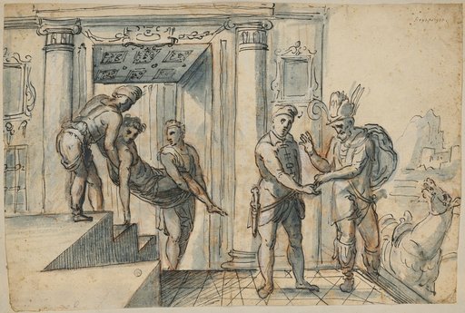 The Good Samaritan Tending to the Robbed Man in the Inn