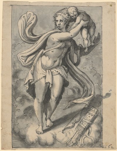 Venus and Amor on Clouds
