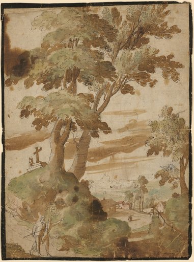 Landscape with Calvary and Two Travelers