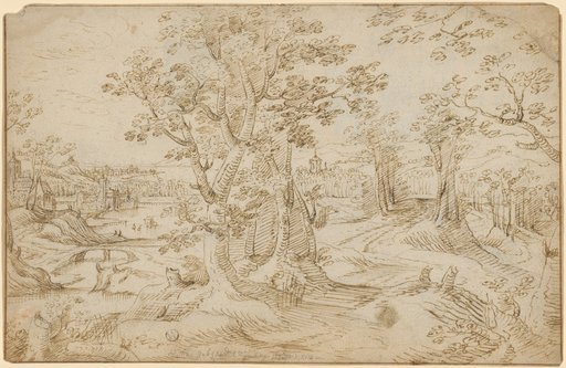 Wooded Landscape with a City by a River in the Background