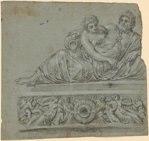 Reclining Couple with an Urn. Studies after an Antique Fountain Sculpture