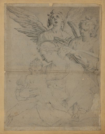 The Holy Family with Two Musicians Angels