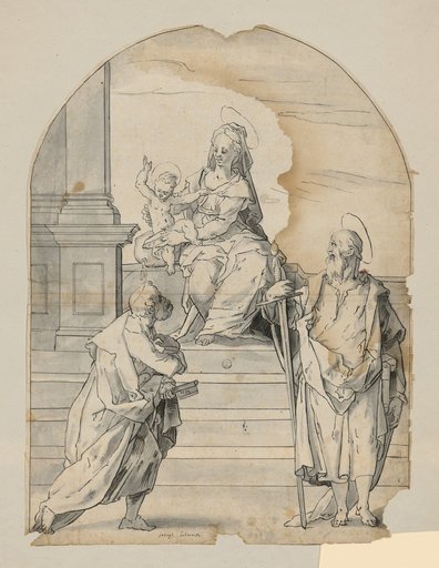 Altarpiece Design with the Enthroned Mary with Child, with Saints Peter and Paul in Front