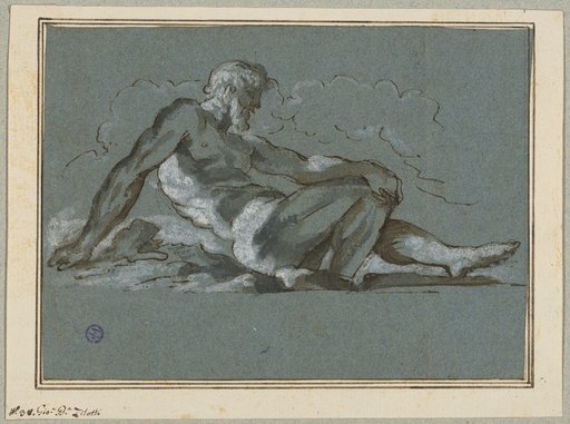 Nude of an Older Man in a Semi-Reclining Position